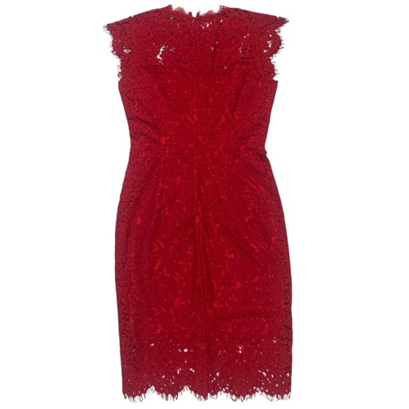MIUSOL Red Floral Lace Cap Sleeve Cocktail Midi Dress NWT - Size S - Picture 3 of 15